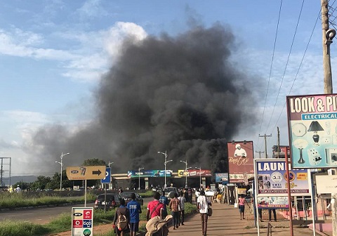 Car tyres were set ablaze by residents to express their anger over recent deaths on the road