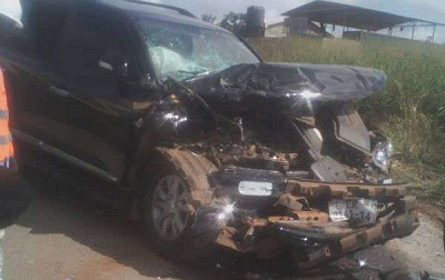 • The state of the car of the NPP MP for Awutu-Senya West and Deputy Minister of Communications, Mr George Andah after the head-on collision last Saturday 