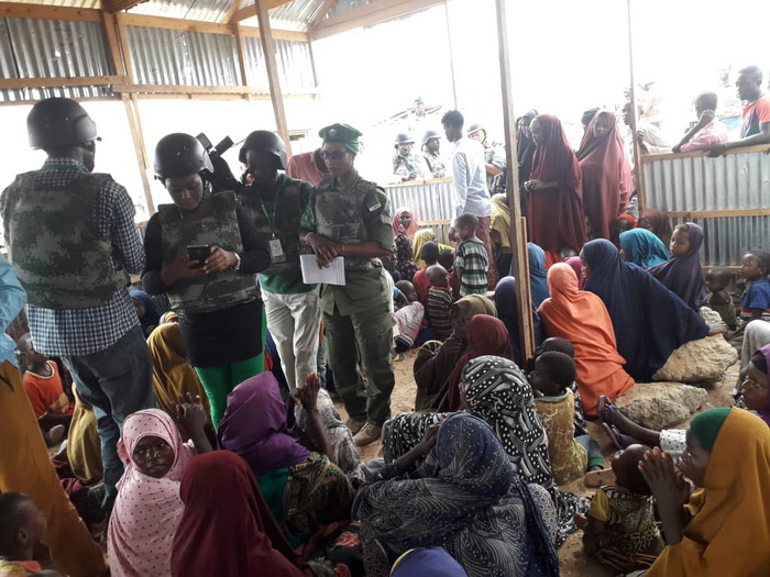 Inspector Rachel Malambo interacting with some of the internally displaced persons