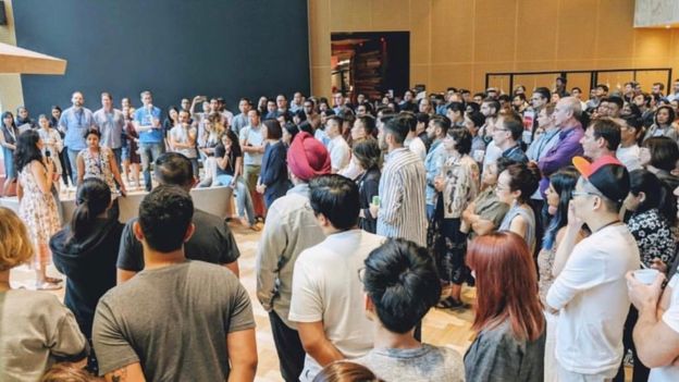 Each walkout is due to take place at 1100 local time, and the first was at Google’s Singapore office