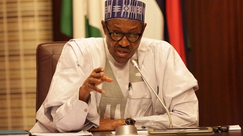 President Muhammadu Buhari talking