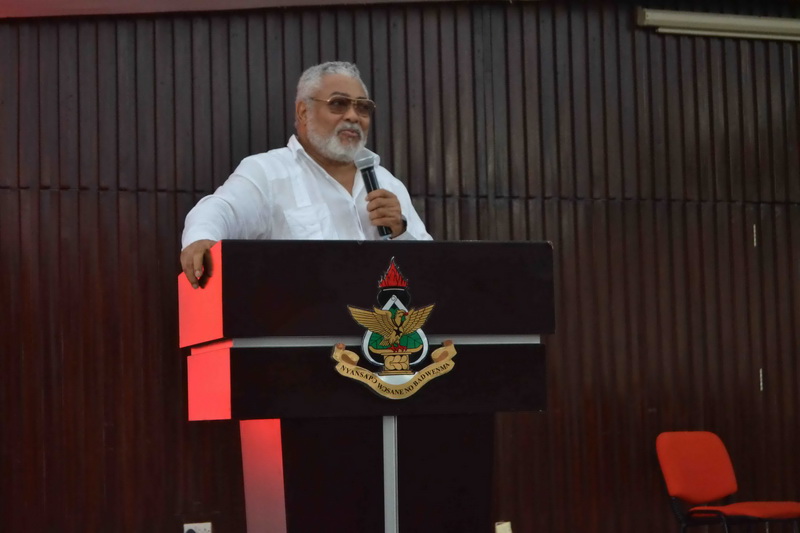 Former President Rawlings speaking at the event