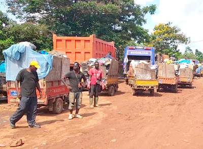  Some of the stranded tricycles and trucks 