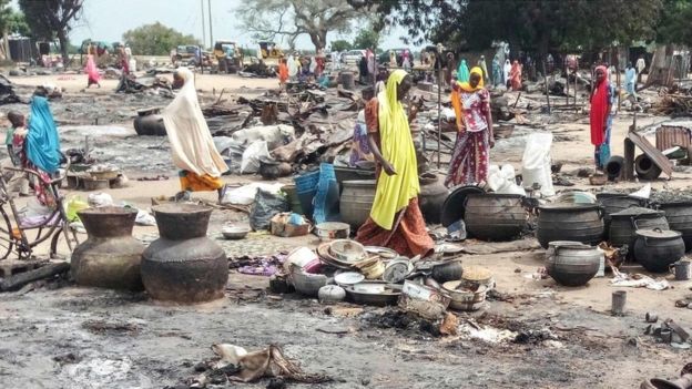 Both Boko Haram factions continue to carry out attacks - this market was blown up in September