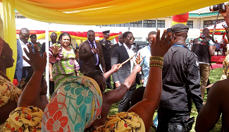 Mrs Rebecca Akufo-Addo being welcomed to the hospital