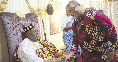 Torgbui Sri welcoming Mr Tanoh to the Volta Region