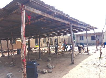 The church grounds being prepared for an evening service