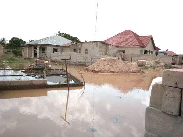  One of the affected areas flooded by water