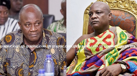 The Minister of Regional Reorganisation and Development, Mr Dan Botwe (left) and Togbe Afede XIV