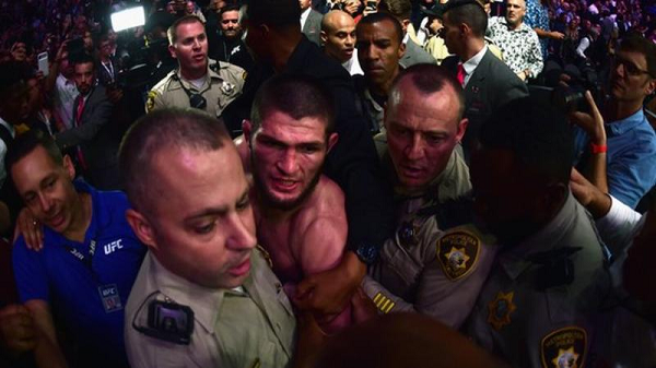 Khabib Nurmagomedov was escorted from the arena by police