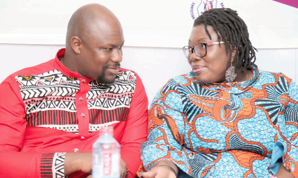 Dr Kwadwo Marfo Obeng, the acting Director, Ankaful Psychiatric Hospital, interacting with Dr Pinaman Appau, Director, Accra Psychiatric Hospital, after the press launch.