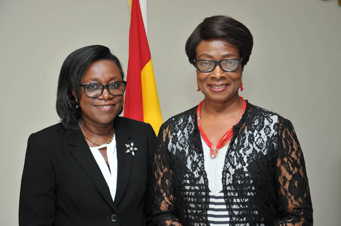 New Judicial Secretary Cynthia P. A. Addo (Left) in a pose of Chief Justice Sophia A.B. Akuffo