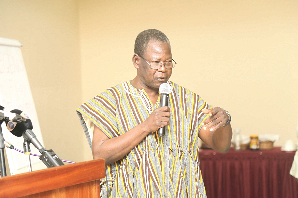  Mr Vitus Azeem (right), a Private Consultant, making his presentation at the Ghana Anti-Corruption Coalition citizen action for public accountability and pro-poor spending forum in Accra. Picture: EMMANUEL ASAMOAH ADDAI 