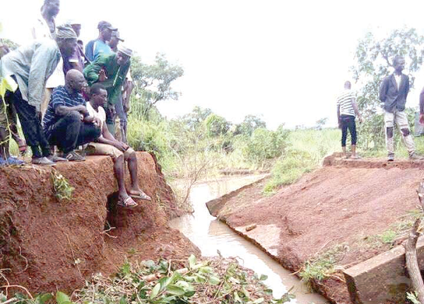 One of the collapsed bridges in the communities under the Tuluwe Area Council in the Central Gonja District