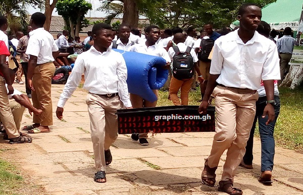 First year students arriving on the St Augustines College in Cape Coast 