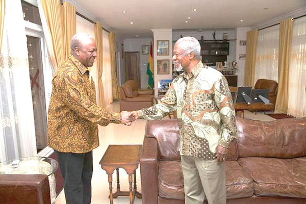 Kofi Annan and former President John Mahama in one of their encounters
