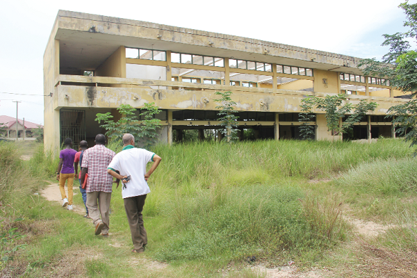 Some members of the association going round the abandoned Science block
