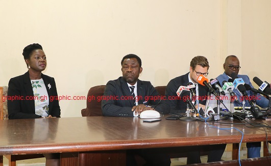 From left to right: Lucy Quist, FIFA's Director of Development for Africa and the Caribbean, Veron Mosengo-Omba, The head of governance at FIFA, Luca Nicola and Dr Kofi Amoah.
