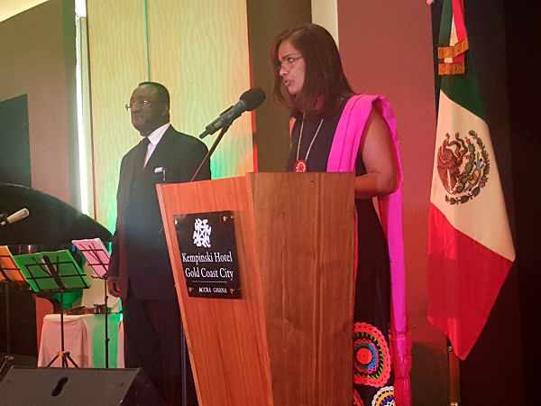 Ambassador Arriola Aguirre delivers her address. With her is Dr Owusu Afriyie Akoto 