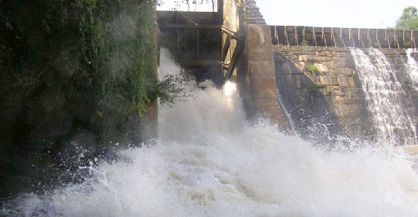 Flood gates of Bagre, Kompienga dams in Burkina Faso opened