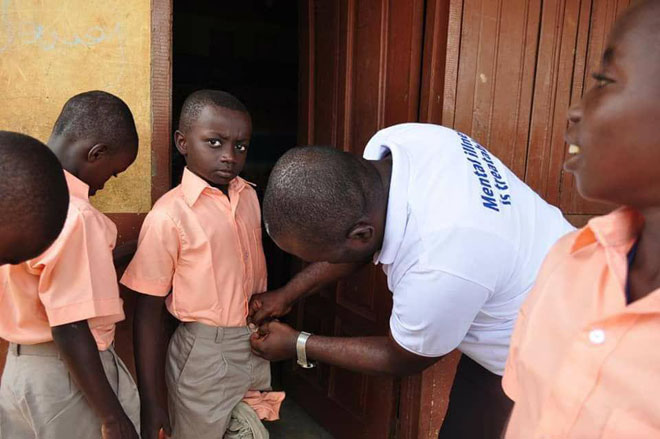 Bryan Acheampong donates uniforms to pupils in Kwahu East