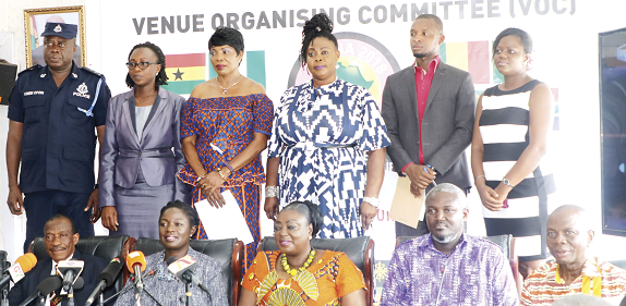•Mrs Lucy Quist (seated 2nd left) is flanked by the Deputy Youth and Sports Minister, Perry Okudzeto (seated 2nd left) and members of the committee after the inauguration.