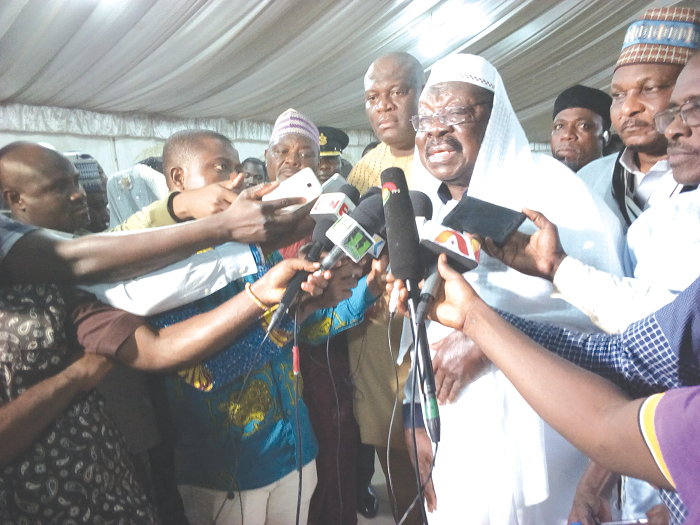 Sheikh I.C. Quaye, briefing the media upon the arrival of 109 pilgirms from Mecca