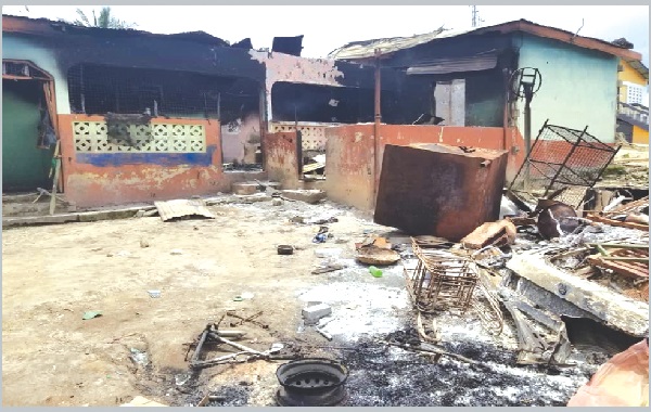 Remnants of property the youth destroyed at Abura Dunkwa 