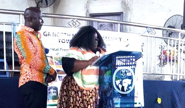 Ms Gertrude Ankrah speaking at the town hall meeting