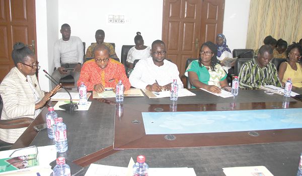 Dr Grace Bediako (left), the acting Director-General, National Development Planning Commission (NDPC), making a statement at the meeting. Picture: EDNA ADU-SERWAA