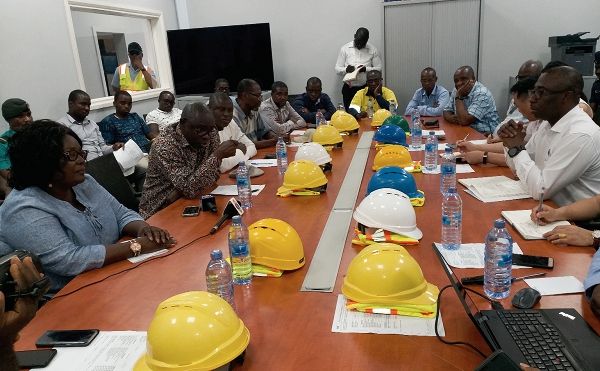 Mr Asomah-Cheremeh (2nd left) addressing the management of the GMC
