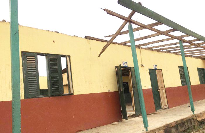 The entire roof of the JHS block of the New Asafo M/A Basic School was destroyed by the storm. Picture: EMMANUEL BAAH