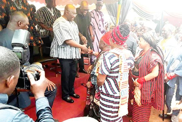  Vice-President Mahamudu Bawumia being welcomed by elders of Nandom to the funeral grounds