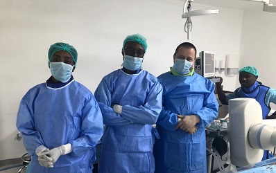 Ms Hagar Bandoh (left), Head nurse, with Dr Sarkodie (2nd lef), Dr Lazar and Dr Owusu Darkwa (far right) after the surgery