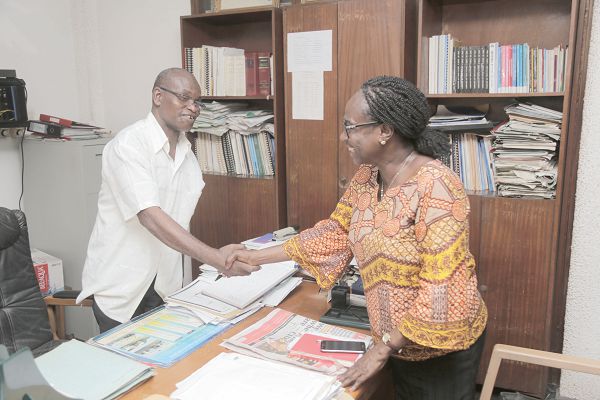 The writer exchanging pleasantries with Mr Yahaya Alhassan Seini, after the interview. Picture: EMMANUEL ASAMOAH ADDAI