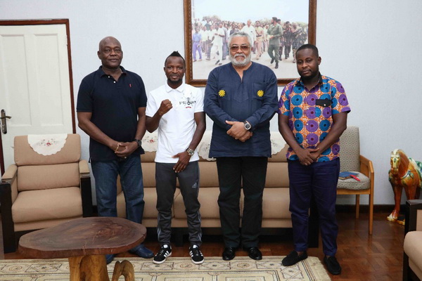 Agbeko and team with Rawlings
