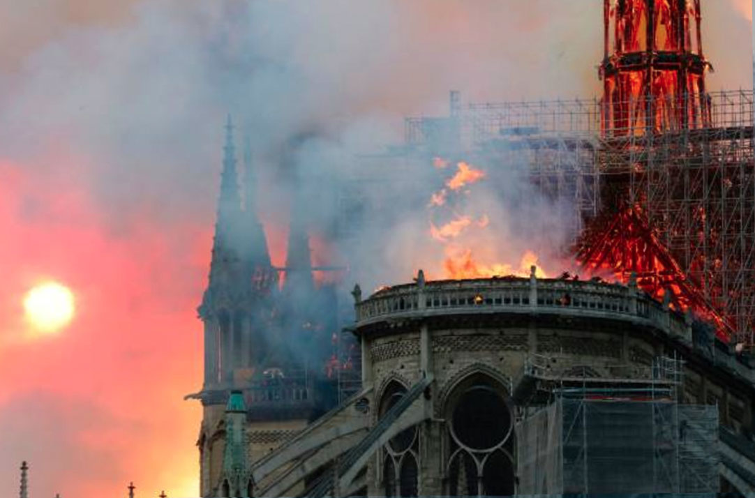 Fire at Notre Dame Cathedral: Firefighters tackle blaze in Paris