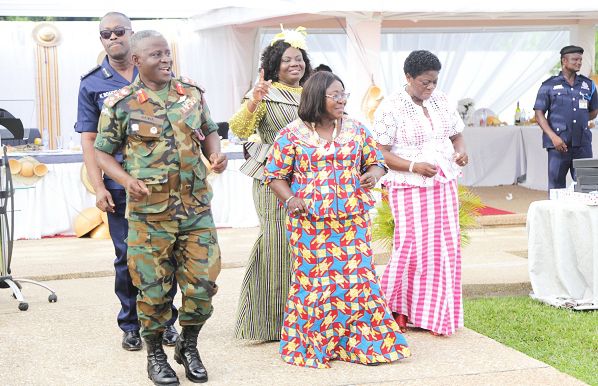 Mrs Akosua Frema Osei Opare (2nd left), the Chief of Staff, and other dignitaries dancing at the WASSA. Picture: EMMANUEL ASMAOAH ADDAI      
