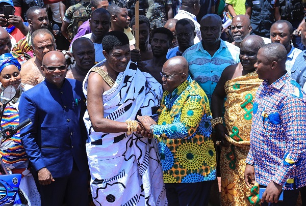 President Akufo-Addo with the Paramount Chief of the Techiman Traditional Area, Nana Oseadeayo Akumfi Ameyaw IV