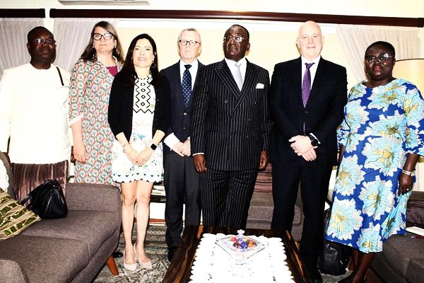 Dr Owusu Afriyie Akoto (3rd right) with the delegation from Mondelez International after their meeting