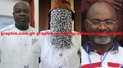 From L-R: Benjamin Kwabena Asante known as Omanhene, Anas and MP Kennedy Agyapong.