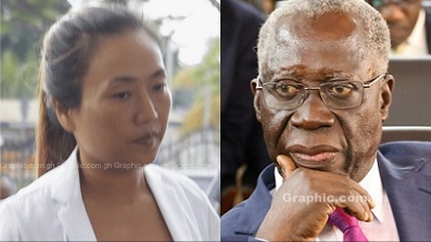 En Huang aka Aisha (left),  the Senior Minister, Yaw Osafo-Maafo.