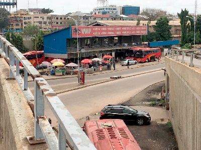 The VVIP bus station operates under the bridge. Picture: Emmanuel Baah