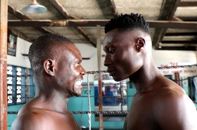 David Cofie (left) faces off with Gabriel “Silent Warrior” Cofie 