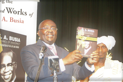 Vice-Presdent Dr Mahamudu Bawumia launching the book titled K. A. Busia, a Symbol of Democracy at a ceremony in Accra