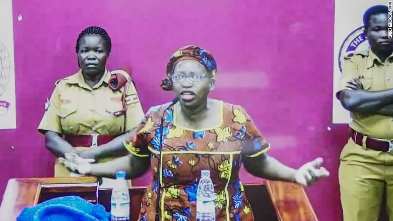Stella Nyanzi was not permitted to physically attend the court to hear her sentencing, instead appearing on a television screen.