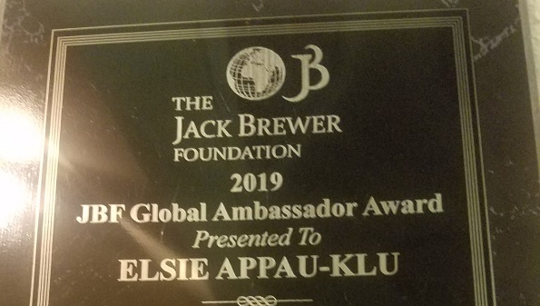 Jack Brewer Foundation honors Water Governance Specialist, Mrs Elsie Eseenam