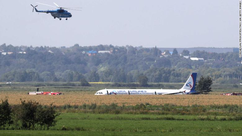 Russian jet crash-lands in field after striking flock of gulls