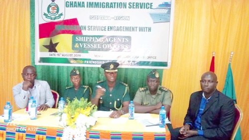 Chief Superintendent Martin Dzordzie (middle) speaking at the meeting
