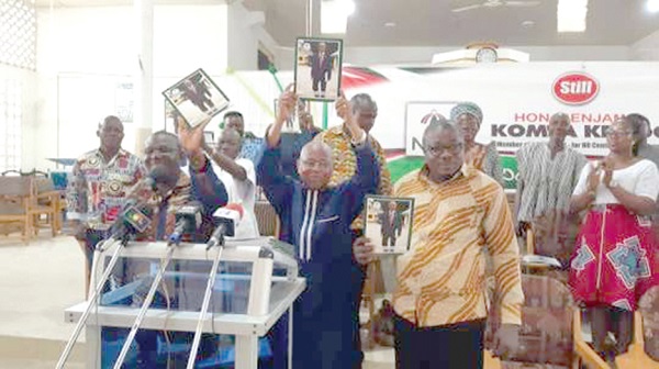 Mr Benjamin Kpodo (arrowed) launching his campaign with his team